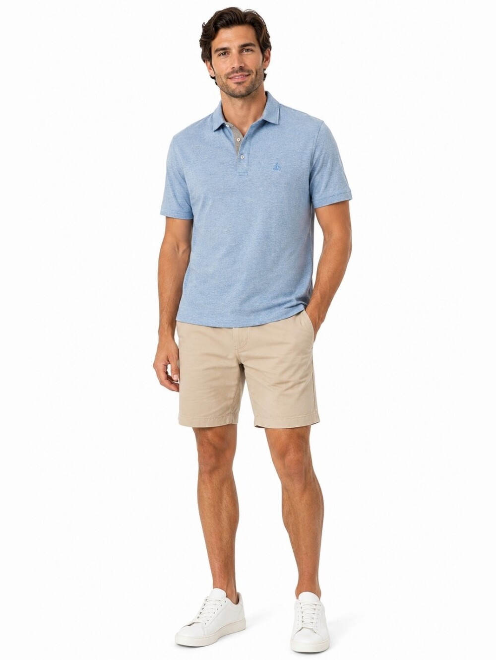 Charles Tyrwhitt Light Blue Cotton Hemp Polo Shirt Men's Medium Blue Embroidered